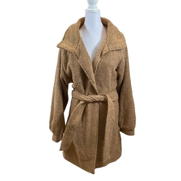 Vintage Boyne Valley Weavers Open Front Belted‎ Wool Alpaca Blend Jacket Size M - Picture 2 of 13